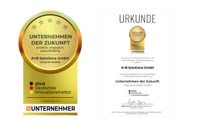 A+B Solutions erhält Award als „Unternehmen der Zukunft“